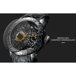 Luxury waterproof quartz watch with dragon sculptureWatches