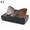 Fashionable wooden bow tie & cufflinks - set