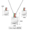 Quadratische Ohrringe & Halskette - Silber - Edelstahl Schmuckset