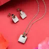 Quadratische Ohrringe & Halskette - Silber - Edelstahl Schmuckset