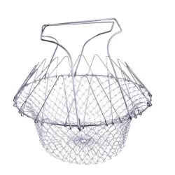 Foldable strainer - stainless steel mesh cooking basketKitchen