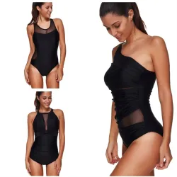 Einteiliger Mesh Badeanzug mit Aufschub