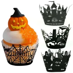 Halloween Cupcakes & Muffins Abdeckungen - Papierumhüllungen 12 Stück