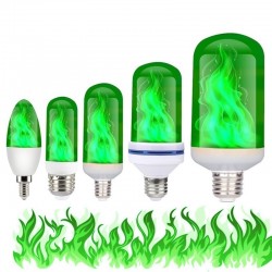 3W 5W 9W - E27 E26 E14 E12 Led 85-265V - bulb with fire effect - green