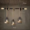 Retro iron hanging lamp with hand knitted rope - lights in cageWall lights