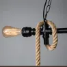 Retro Eisen Hängelampe mit Handstrickseil - Lichter in Käfig