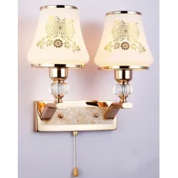 LED Wandleuchte - Ein- und Doppelkopf - gold Kristall