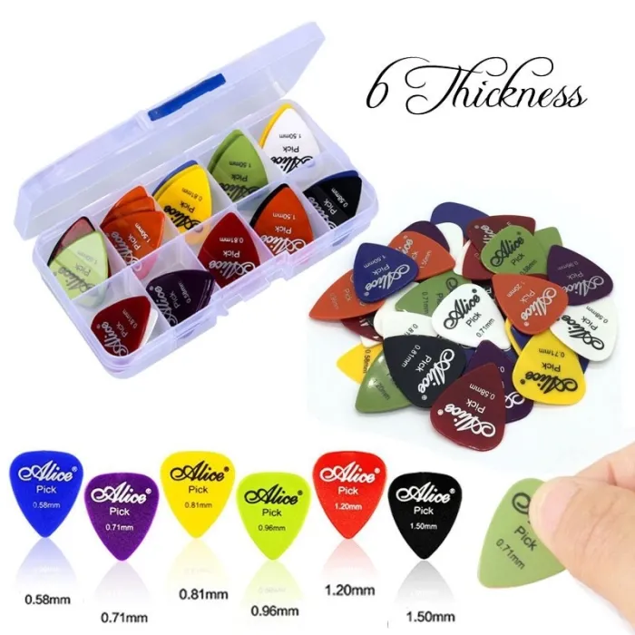 E-Gitarre Picks - 0.58mm 0.71mm 0.81mm 0.96mm 1.20mm 1.50mm - 50 Stück Set