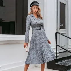 Vintage plaid dress with beltDresses