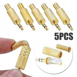 1/8" 3,5mm Gold Stecker Coax Kabel - professionelle Audio Adapter Stecker 5 Stück