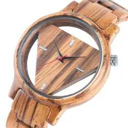 Geometrisches Dreieck - Holz Quarzuhr - unisex