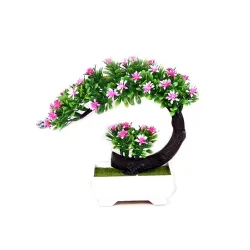 Japanisch rosa & lila Blumen - künstliche Bonsai Topf