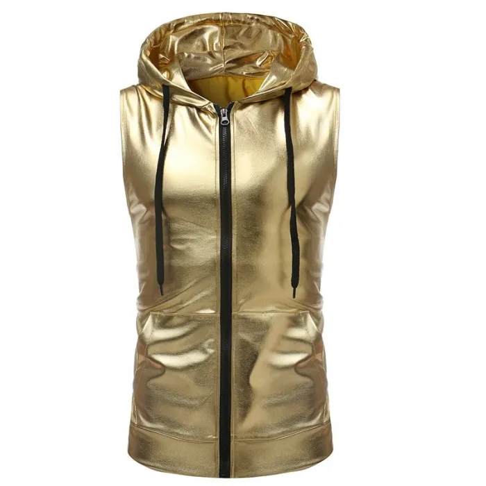 Shiny metallic hoodie - sleeveless vestHoodies & Sweatshirt