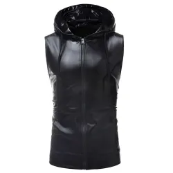 Shiny metallic Hoodie - ärmellose Weste