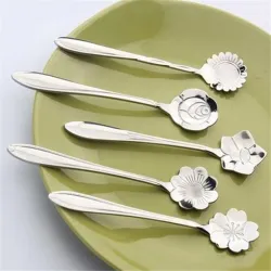 Dekorative Silber Teelöffel - Kaffee & Desserts 5 Stück