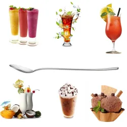 Edelstahl Teelöffel mit langem Griff für Tee - Kaffee & Desserts 6 Stück