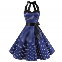 Vintage lace up dress with polka dots