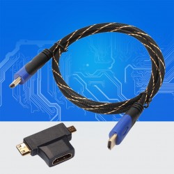 1m - 3m - multifunktional mini HDMI zu micro HDMI Kabel mit mini Adapter - Set