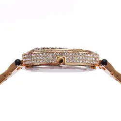 Luxusgold Quarzuhr mit Diamanten & Leoparden