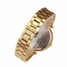 Luxusgold Quarzuhr mit Diamanten & Leoparden