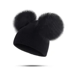 Kinder Wintermütze mit Pelz Pom
