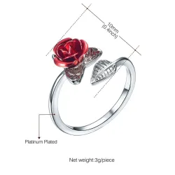 Gold- und Silberring mit roter Rose - verstellbar