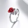 Gold- und Silberring mit roter Rose - verstellbar