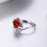 Gold- und Silberring mit roter Rose - verstellbar