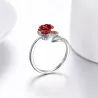 Gold- und Silberring mit roter Rose - verstellbar