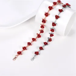 Gold & Silber Armband mit roten Rosen