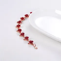 Gold & Silber Armband mit roten Rosen