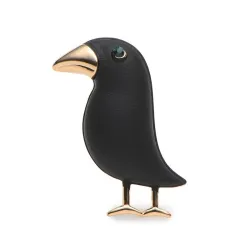 Elegante Brosche mit schwarzer Krähe