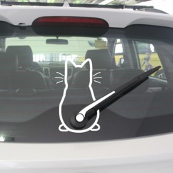 Vinyl Aufkleber mit einer Katze für die hintere Autoscheibe & Wischer