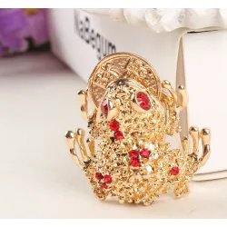 Crystal lucky frog with coin - keychainKeyrings