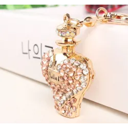 Gold crystal perfume bottle - keychainKeyrings