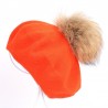 Elegant beret with fur pom-pomHats & Caps