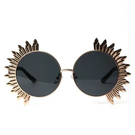 Vintage runde Sonnenbrille mit Nieten - UV 400