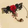Gothic Stil Spitze Armband mit roten Rose & verstellbaren Ring