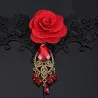 Gothic Stil Spitze Armband mit roten Rose & verstellbaren Ring