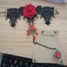 Gothic Stil Spitze Armband mit roten Rose & verstellbaren Ring