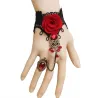 Gothic Stil Spitze Armband mit roten Rose & verstellbaren Ring
