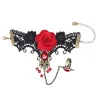 Gothic Stil Spitze Armband mit roten Rose & verstellbaren Ring