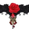 Gothic Stil Spitze Armband mit roten Rose & verstellbaren Ring