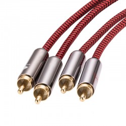 HiFi Audiokabel - 2 RCA bis 2 RCA - geflochtenes Kabel OFC - 1m - 2m - 3m - 5m - 8m - 10m - 12m - 15m