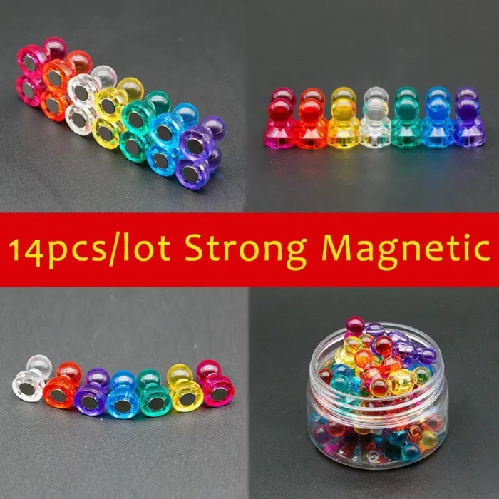 N35 - magnetische Neodym Daumen-Tacksstifte - Kühlschrankmagnete - 14 Stück