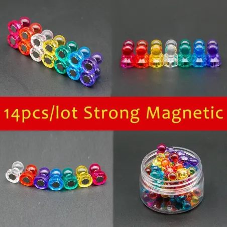 N35 - magnetische Neodym Daumen-Tacksstifte - Kühlschrankmagnete - 14 Stück