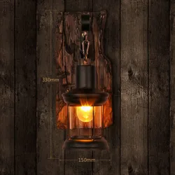 Vintage - Holz Wandleuchte - LED Licht