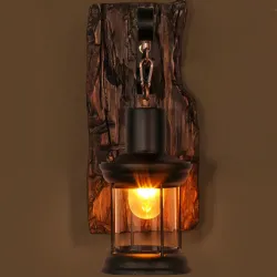 Vintage - Holz Wandleuchte - LED Licht