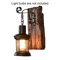 Vintage - Holz Wandleuchte - LED Licht