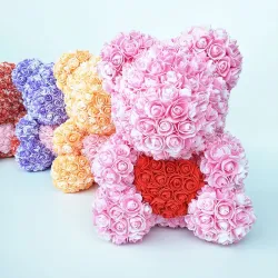 Rose bear - bear made from infinity roses with heart - 25cm - 35cm